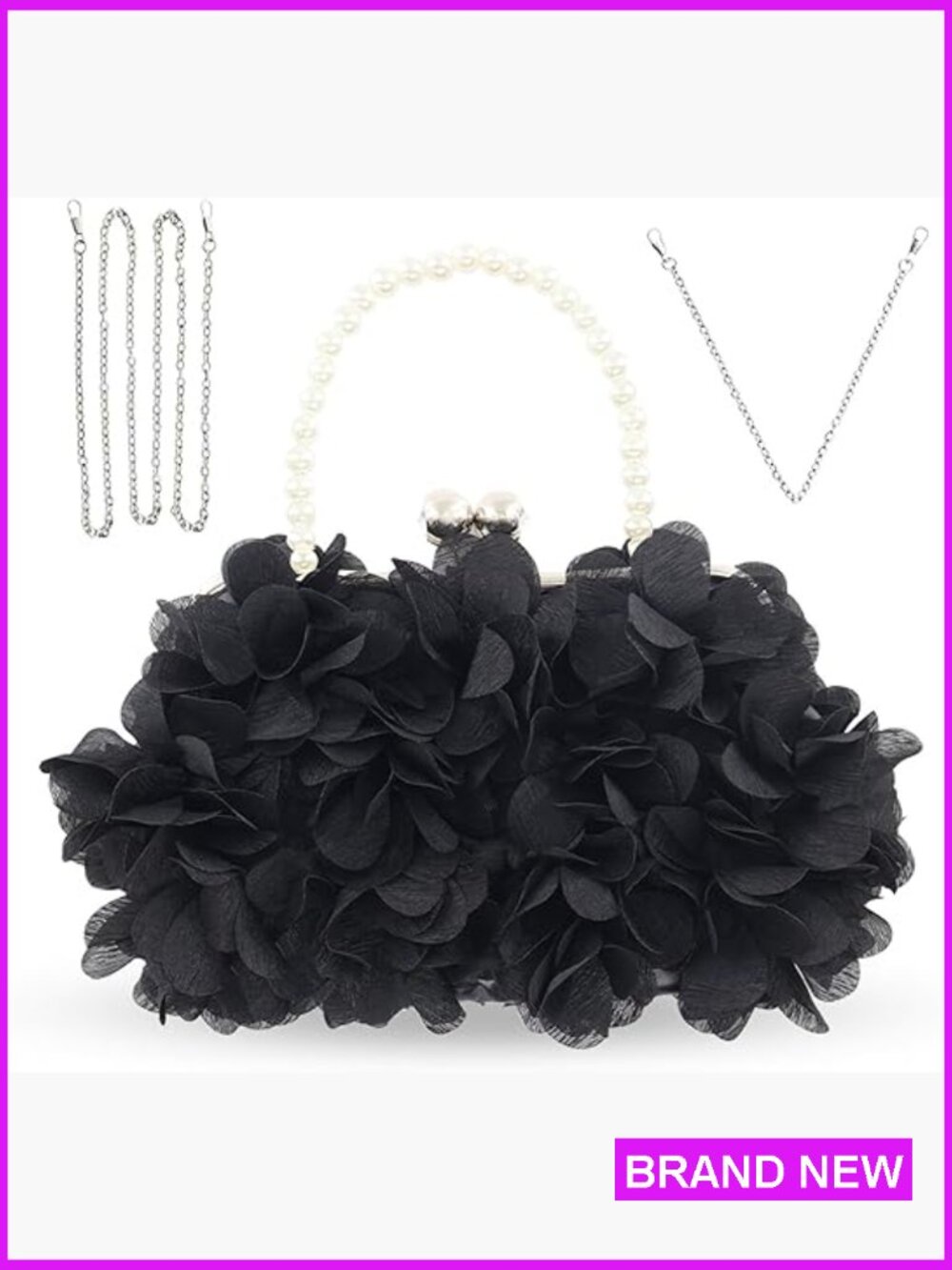 Elegant Evening Clutch With Detachable Chain Floral Petal Design Chic Party Wear